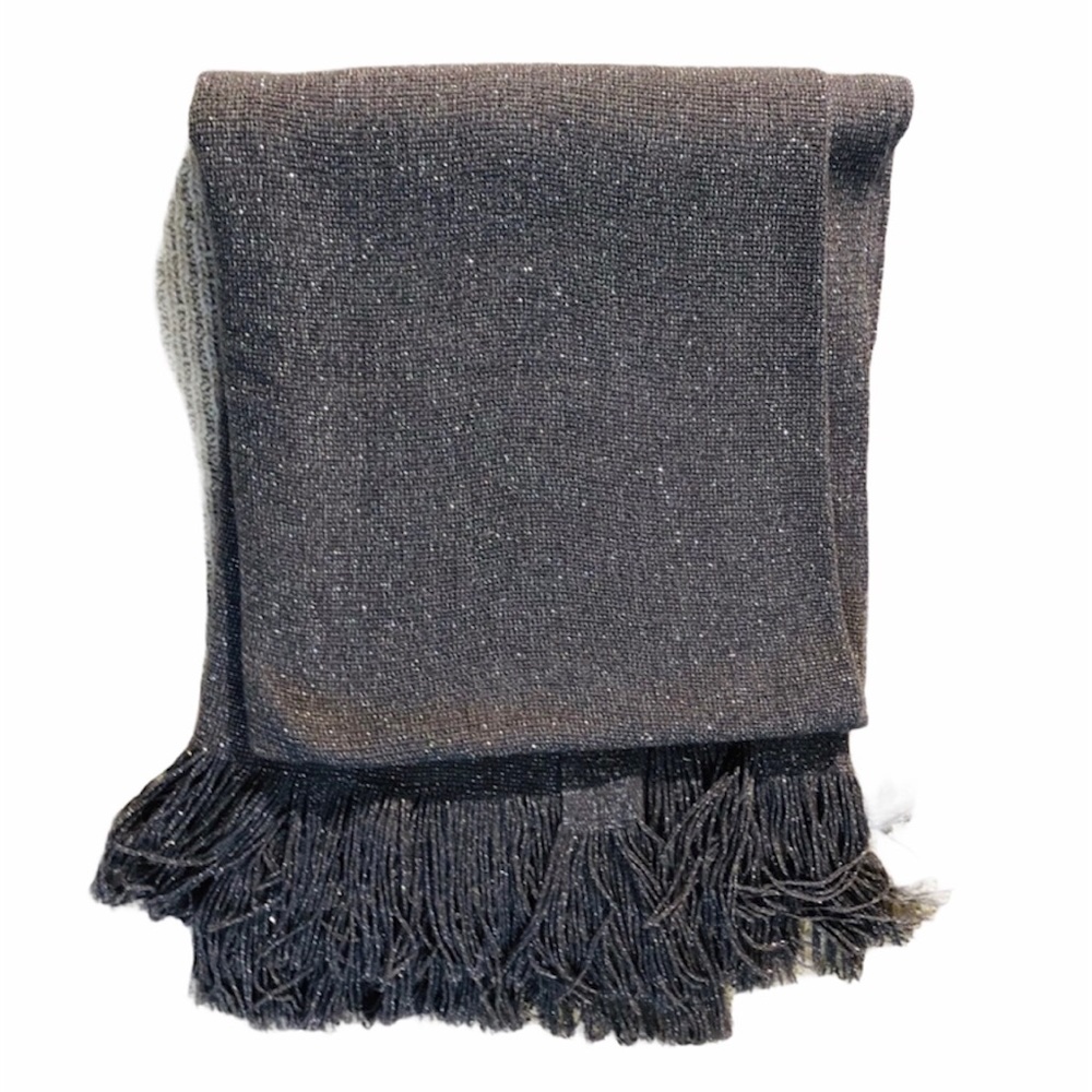 Sparkly Gray Oversized Metallic Blend Scarf / Wrap